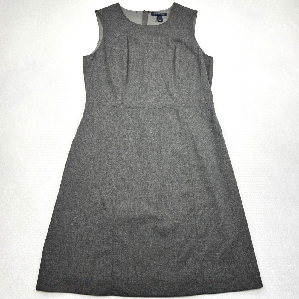 Lands End Womens 2P Gray Sleeveless Sheath Dress Lined Career Suiting 447183 2
